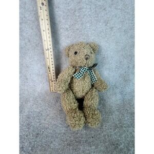 Gund Teddy Bear Stuffed Animal Plush Toy Green Gingham Bow Childrens Gift